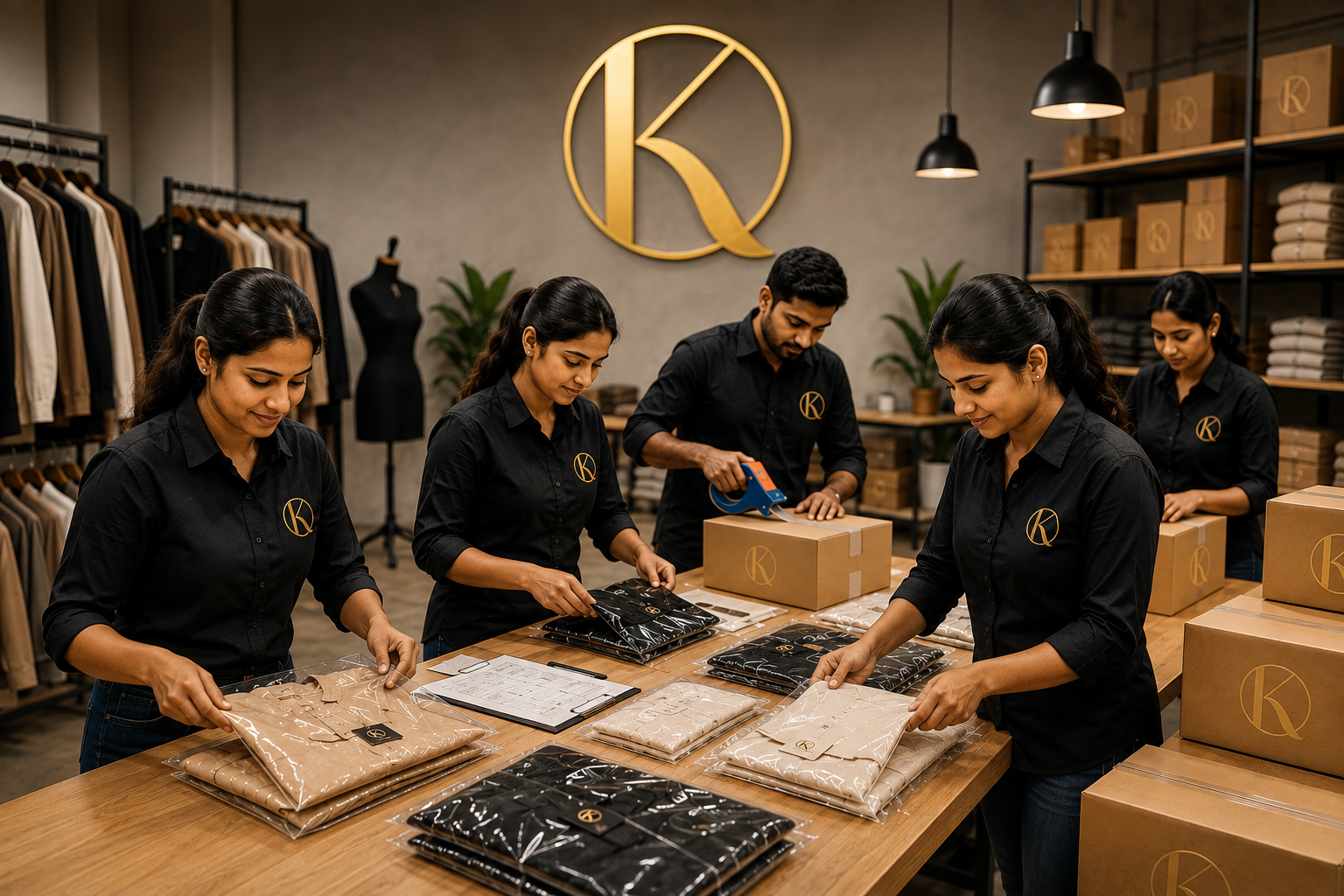 Garment packing department
